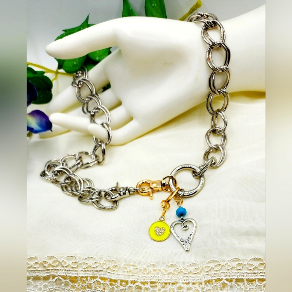 Custom Made Necklace,large Link Chain,dangle Charms